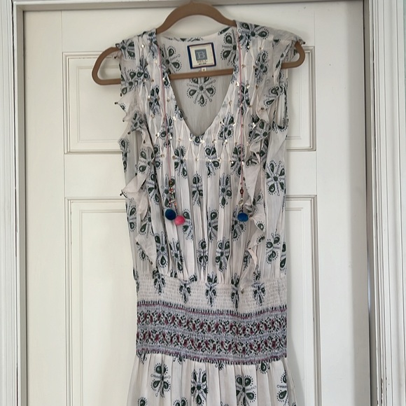 Floral Maxi Dress in White and Blue - Picture 2 of 3